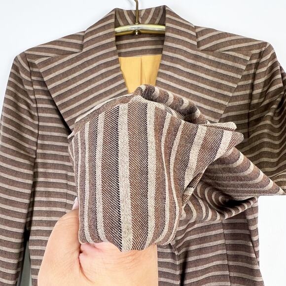 Vintage 50s 60s Brown striped blazer Bobby Jean Chicago long jacket Size XS - Picture 5 of 9